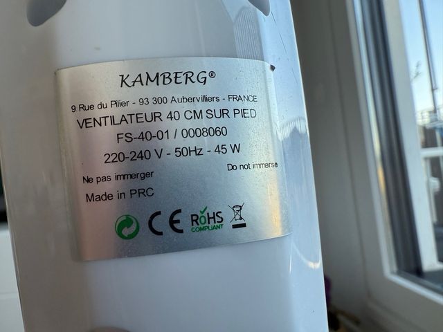 Ventilador KAMBERG blanco. Precio negociable.