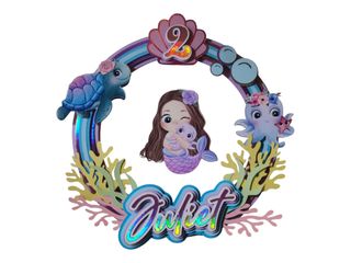 Adorno tarta personalizada delfín mar sirenas