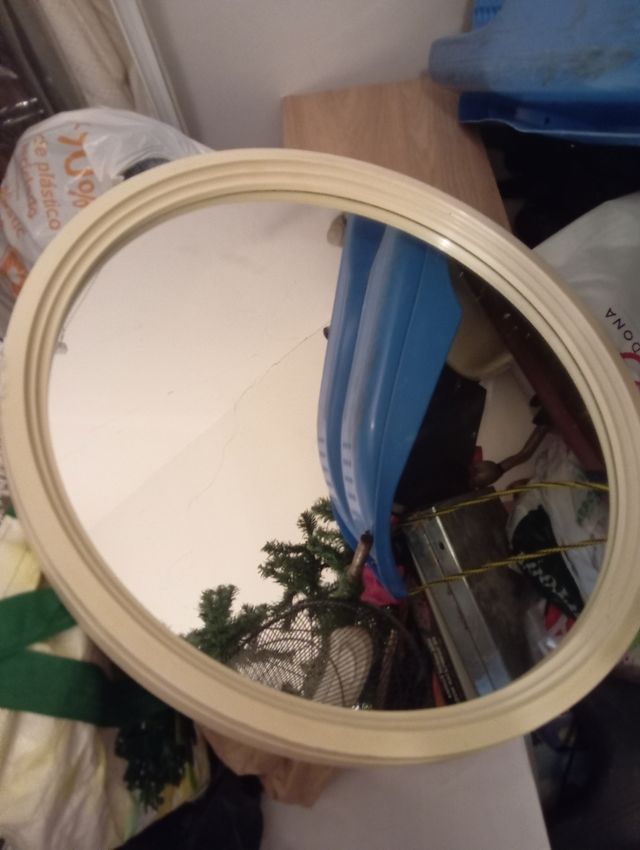 Espejo redondo beige