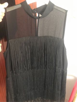 Conjunto Zara negro flecos