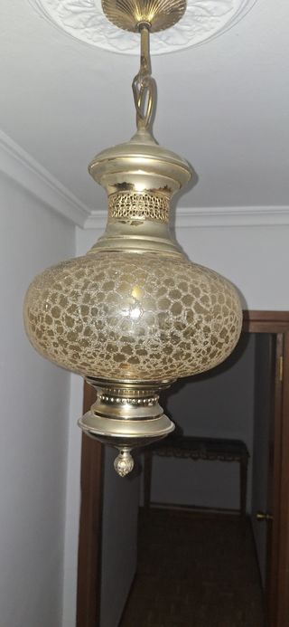 Lámpara vintage cristal y latón