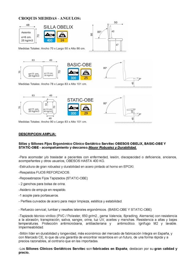SILLA DE CONFIDENTE Y SILLONES DE OBESOS /MORBIDOS