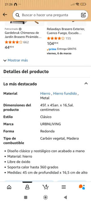 Barbacoa exterior hierro fundido.