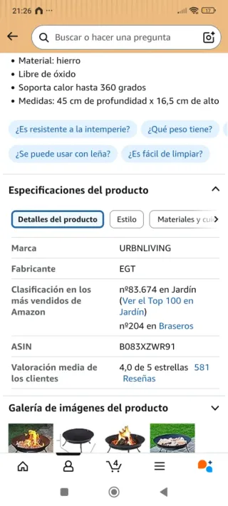 Barbacoa exterior hierro fundido.