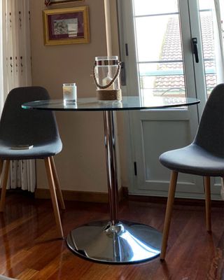 Mesa cristal redonda del Corte Ingles