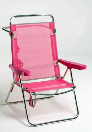 Silla playa plegable rosa media-baja