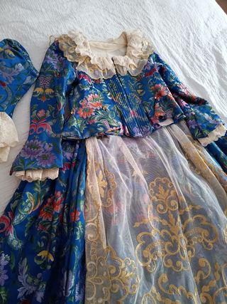 Traje Fallera niña azul y dorado