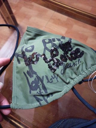 Bikini Negro y Verde Militar - Talla 44