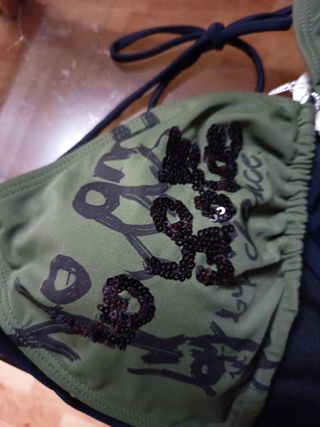 Bikini Negro y Verde Militar - Talla 44