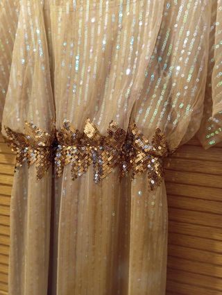 Vestido Fiesta Beige y Dorado