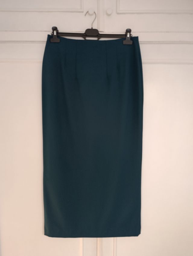 Falda midi Zara verde petróleo