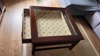 Mesa centro madera-cristal