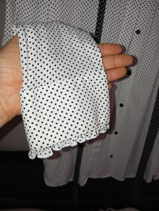 Blusa lunares lazo cuello - Blanco/Negro Elegante