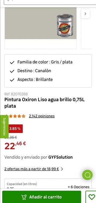 Lote de 4 botes esmalte Oxiron plata 750 ml