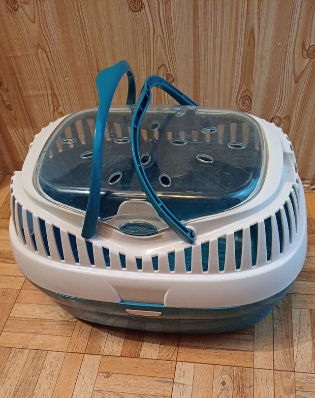 Transportín mascota teal/blanco