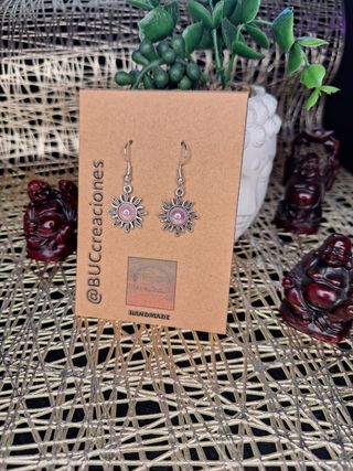 Pendientes sol rosa plata
