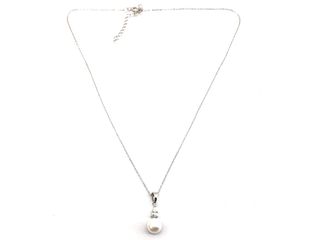 collar plata 925mm con piedra con circonita,perla 19 5cm