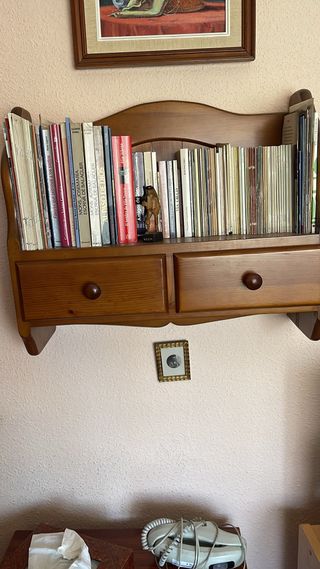 Estantería madera maciza 2 cajones