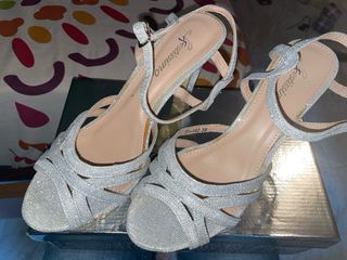 Zapatos tacón plata eventos 39