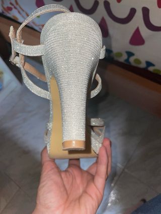 Zapatos tacón plata eventos 39
