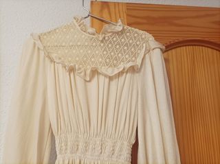 Vestido novia vintage beige