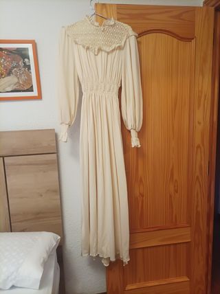 Vestido novia vintage beige