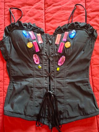 Top Corsetto Nero Multicolor