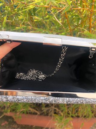 Clutch Argentata Brillantini Pochette