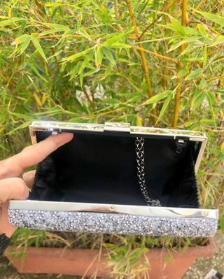 Clutch Argentata Brillantini Pochette