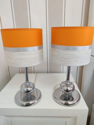 2 Lámparas mesita noche - naranja/plata