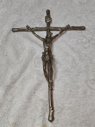 Crucifijo de metal macizo vintage, religioso