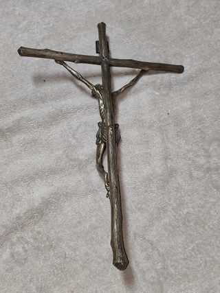 Crucifijo de metal macizo vintage, religioso