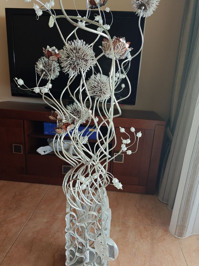 Lámpara LED decorativa plata-marrón