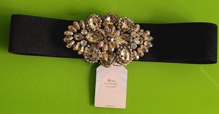 Cinturón Sfera pedrería negro dorado