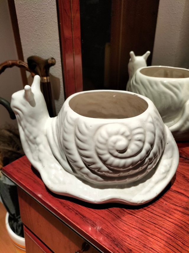Macetas Caracol Cerámica Blanca