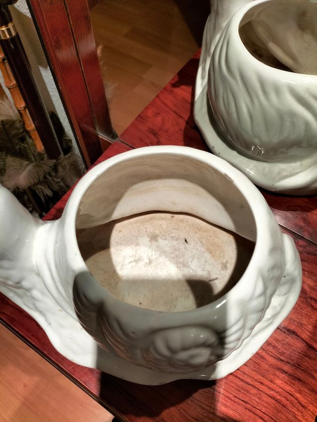 Macetas Caracol Cerámica Blanca