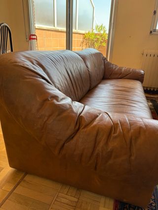 Sofa de Cuero Marrón Vintage.