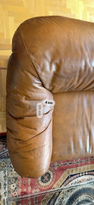 Sofa de Cuero Marrón Vintage.