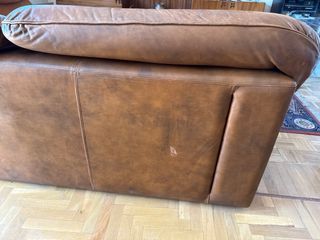 Sofa de Cuero Marrón Vintage.