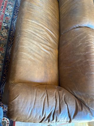 Sofa de Cuero Marrón Vintage.
