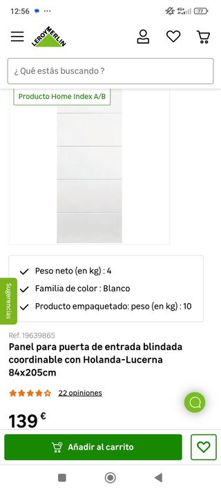 Panel puerta blanco