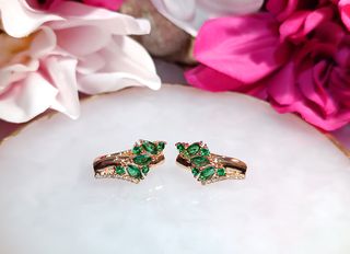 Pendientes chapados en oro rosa 585 y circonitas