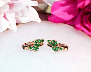 Pendientes chapados en oro rosa 585 y circonitas