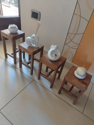 4 Alzatine Legno Marroni Bomboniere