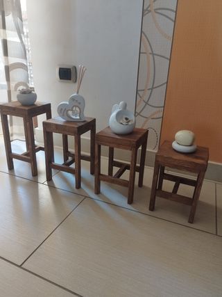 4 Alzatine Legno Marroni Bomboniere