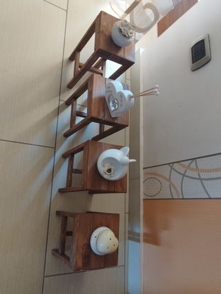 4 Alzatine Legno Marroni Bomboniere