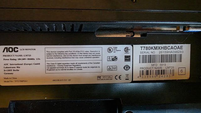 Monitor AOC TFT 17 pulgadas