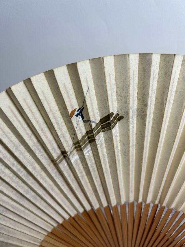 Ventaglio giapponese vintage firmato Sensu bambù