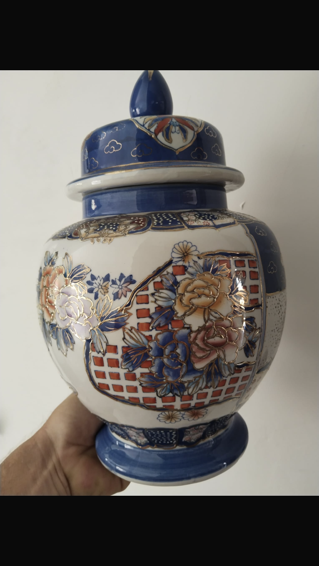 Jarrón chino porcelana azul y blanco