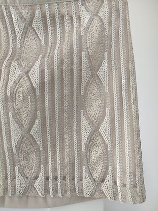 Mini Falda Stradivarius Beige con lentejuelas